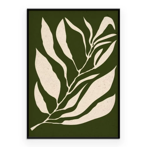 Poster Pflanzenillustration mit cremefarbenem Blatt