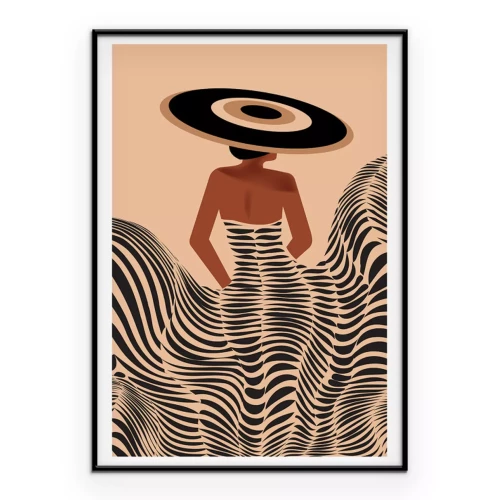 Poster Stilvolle Silhouette mit Zebra-Tierprint und Hut