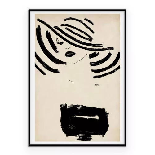 Poster Elegante Silhouette einer Frau mit modischem Hut