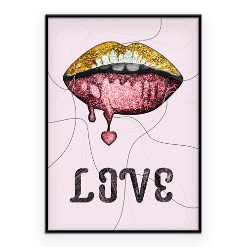 Poster Künstlerische Lippen mit Worten der Liebe