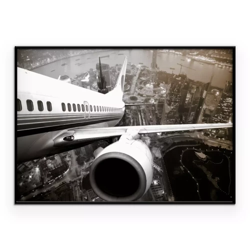 Poster Flug über dem Boden mit Blick auf das Flugzeug