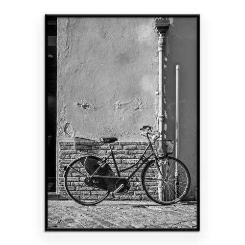 Poster Schwarz-weißes Fahrrad im minimalistischen Stil