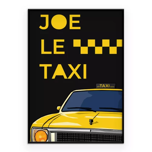 Poster Oldtimer-Taxi mit gelber Beschriftung