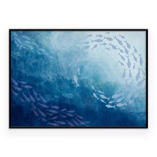 Poster Fischschwärme in den blauen Tiefen