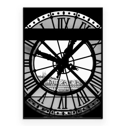 Poster Pariser Gebäude im Takt einer Uhr