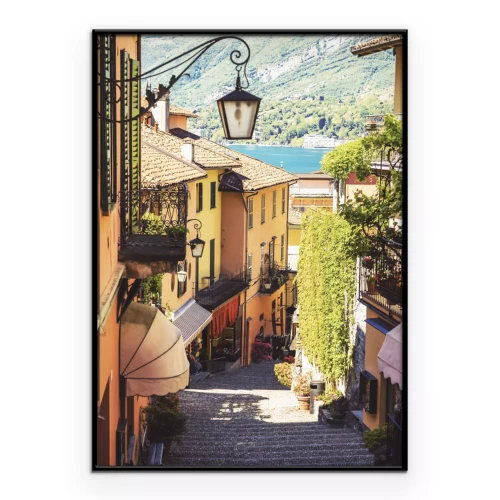 Poster Italienische Straße mit Steintreppe