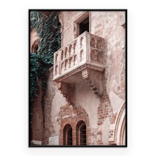 Poster Alte Mauern mit einem hellen Balkon