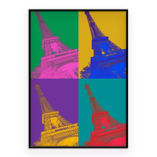 Poster Grafische Darstellung des Eiffelturms in Neonlichtern