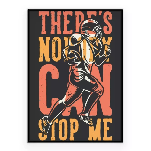 Poster Amerikanischer Footballspieler und Motivationsinschrift