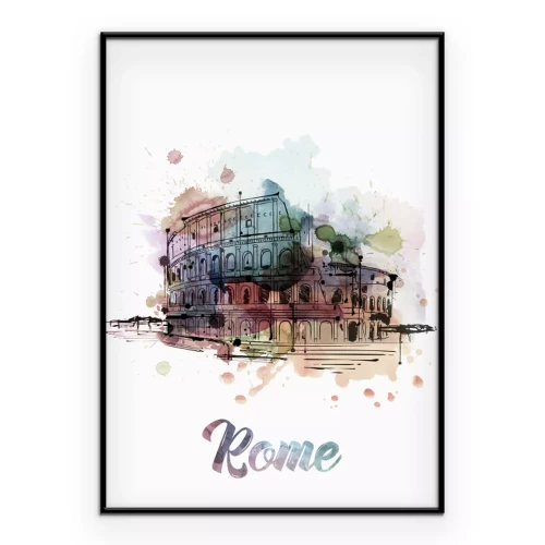 Poster Römisches Kolosseum in Aquarell