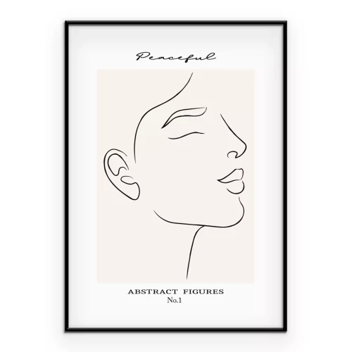 Poster Minimalistische Kontur eines ruhigen Gesichts