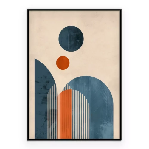 Poster Minimalistische Darstellung von Bögen und Kreisen