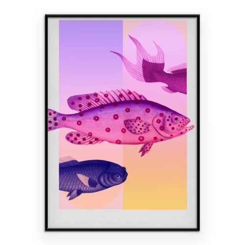 Poster Bunte Fische auf einem Farbverlaufshintergrund