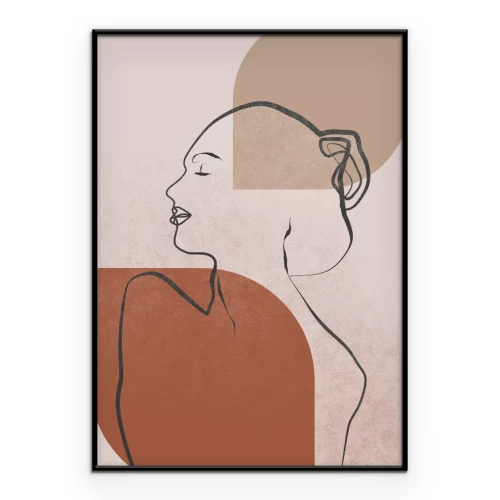 Poster Profil einer Frau vor einem Hintergrund aus großen Flecken