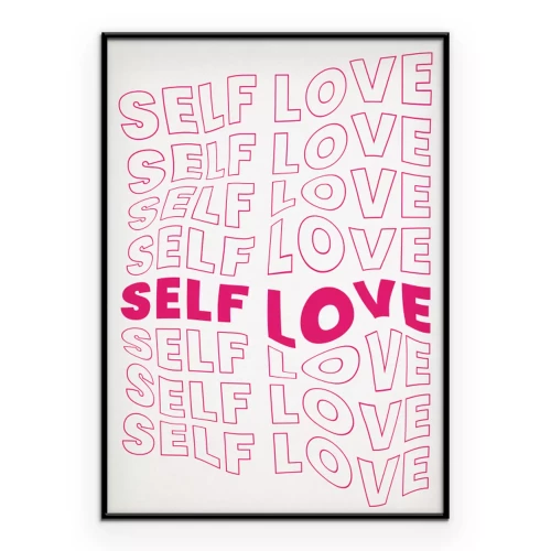 Poster Grafische Typografie mit dem Wort Selbstliebe