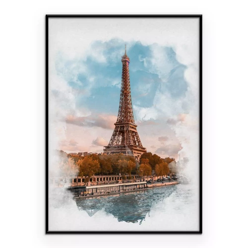 Poster Romantische Illustration mit dem Eiffelturm