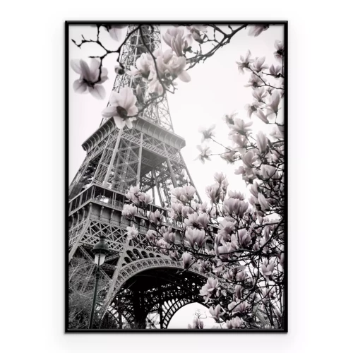 Poster Frühlings-Eiffelturm in Magnolienblüten