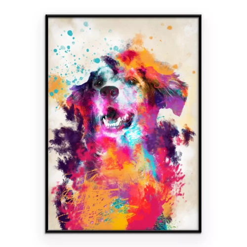 Poster Farbenfrohe Aquarellillustration eines Hundes