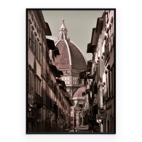 Poster Historische italienische Straße mit einer Kuppel