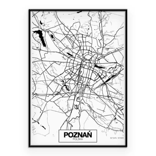 Poster Detaillierter Straßenplan von Poznań