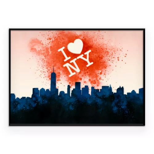 Poster „I Love NY“-Schriftzug mit Stadtsilhouette