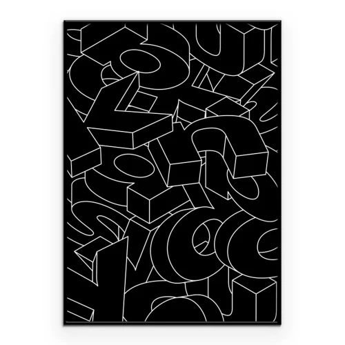 Poster Räumlich angeordnete schwarze Buchstaben im Chaos