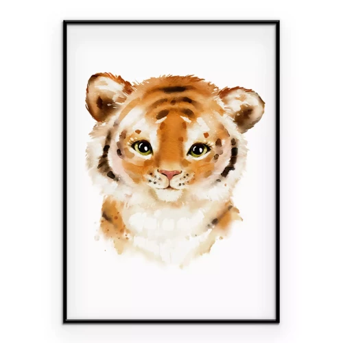 Poster Ein kleiner Tiger im Aquarellstil