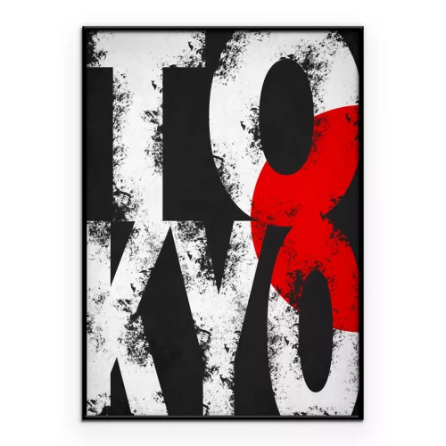 Poster Tokio in Schwarz, Weiß und Rot