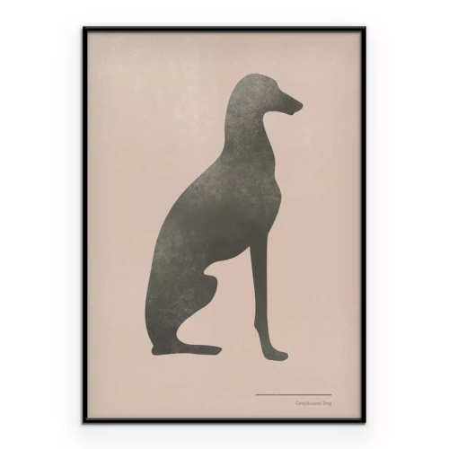 Poster Eine einfache Grafik eines Greyhounds in sitzender Position