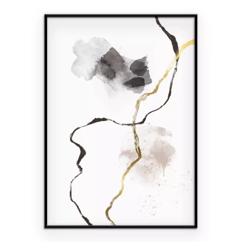 Poster Linien mit sanften Aquarellflecken