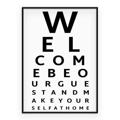 Poster Sehtafel mit Begrüßung