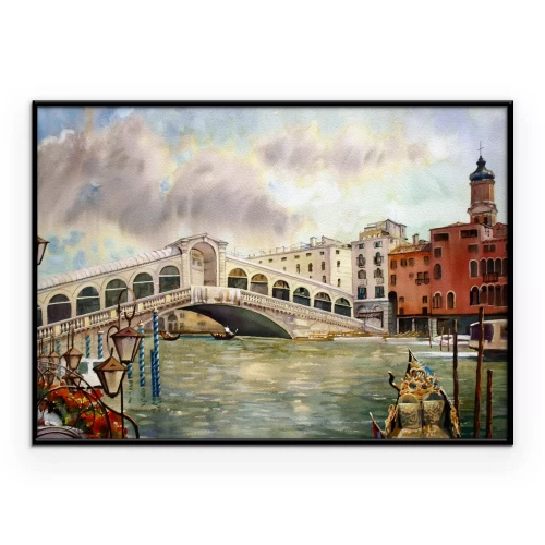 Poster Venedig mit der Rialtobrücke über den Hauptkanal