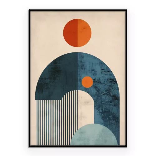 Poster Eine moderne Komposition mit einem gestreiften Halbkreis