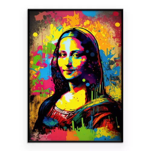 Poster Die Mona Lisa in einer Explosion leuchtender Farben