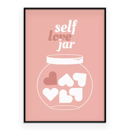 Poster Pastellillustration eines Einmachglases mit einem Selbstliebe-Motiv