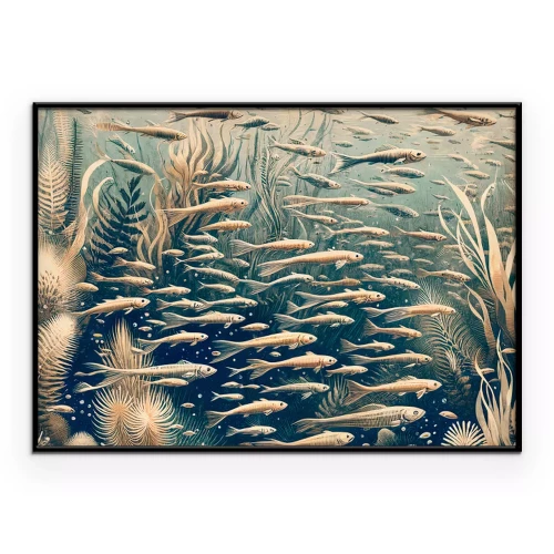 Poster Fische schwimmen zwischen Unterwasserpflanzen