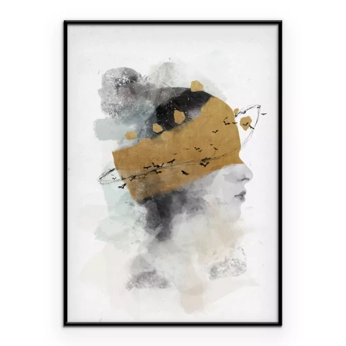 Poster Ein subtiles Bild eines Gesichts vor nebligem Hintergrund