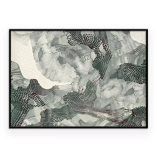 Poster Eine Komposition aus grünen Flecken und Linien