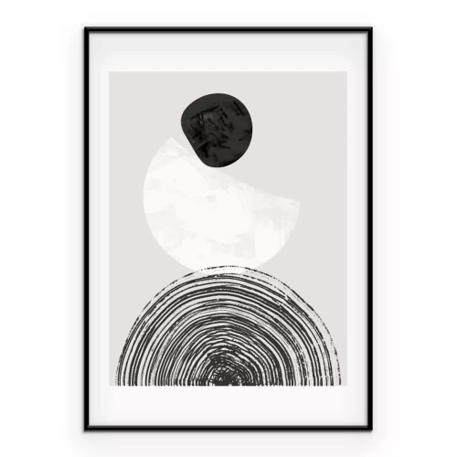 Poster Schwarz-weißes Muster aus minimalistischen Formen