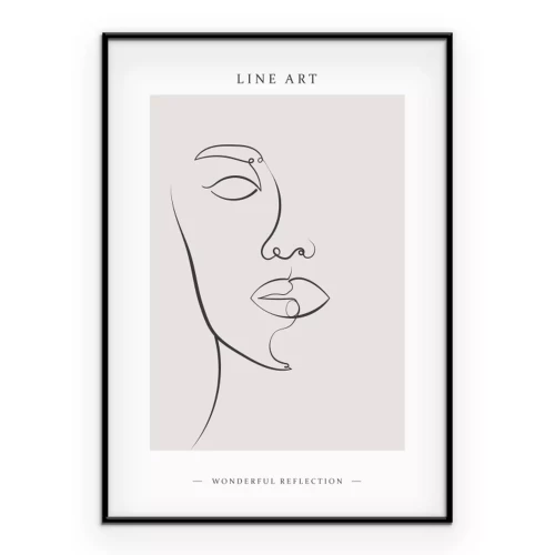 Poster Eine feine Konturzeichnung des Profils einer Frau