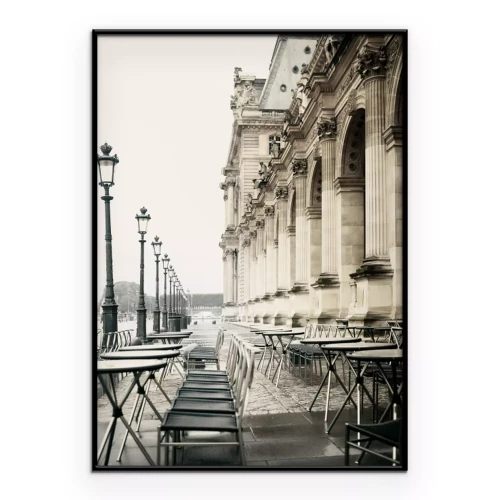 Poster Eine Straße mit einem Café im Pariser Stil