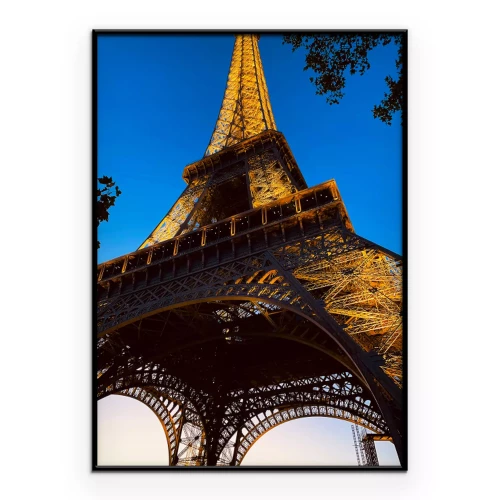 Poster Der goldene Eiffelturm bei Sonnenuntergang