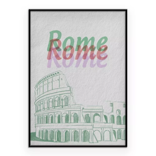 Poster Minimalistische Skizze des Kolosseums mit Inschrift