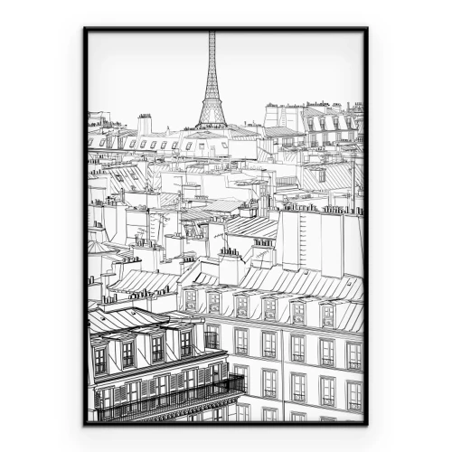 Poster Eine detaillierte Zeichnung des Pariser Panoramas