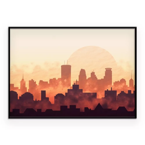 Poster Stadtlandschaft bei Sonnenuntergang
