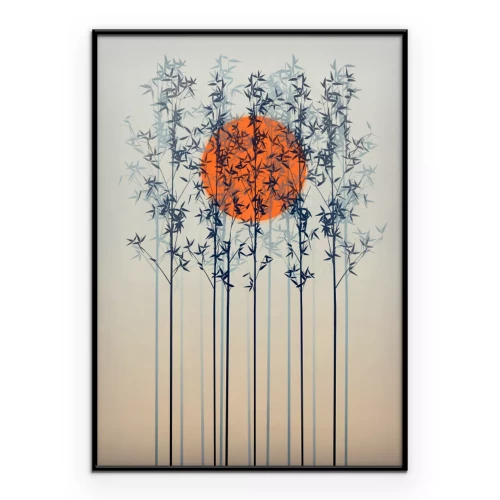 Poster Die Sonne verborgen im Geäst zarter Zweige