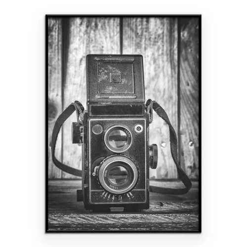 Poster Porträtaufnahme mit einer Vintage-Analogkamera