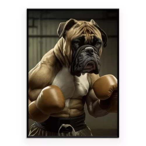 Poster Abstrakter Boxerhund mit Handschuhen