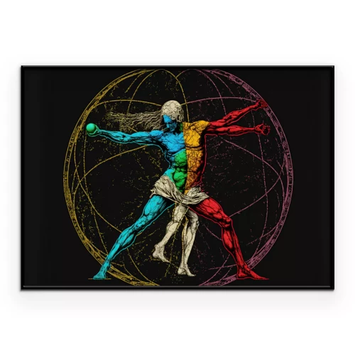 Poster Farbenfroher Athlet im vitruvianischen Stil