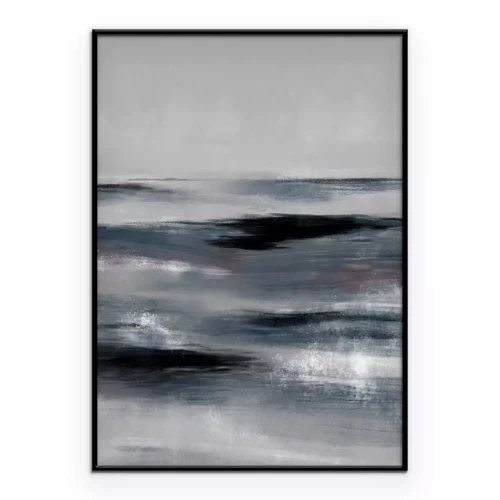 Poster Dunkle Wellen vor minimalistischem Hintergrund